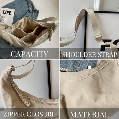 🔥Designer Direct Sales👜Women's Fashion Plain Color Nylon Crossbody Hobo Bag