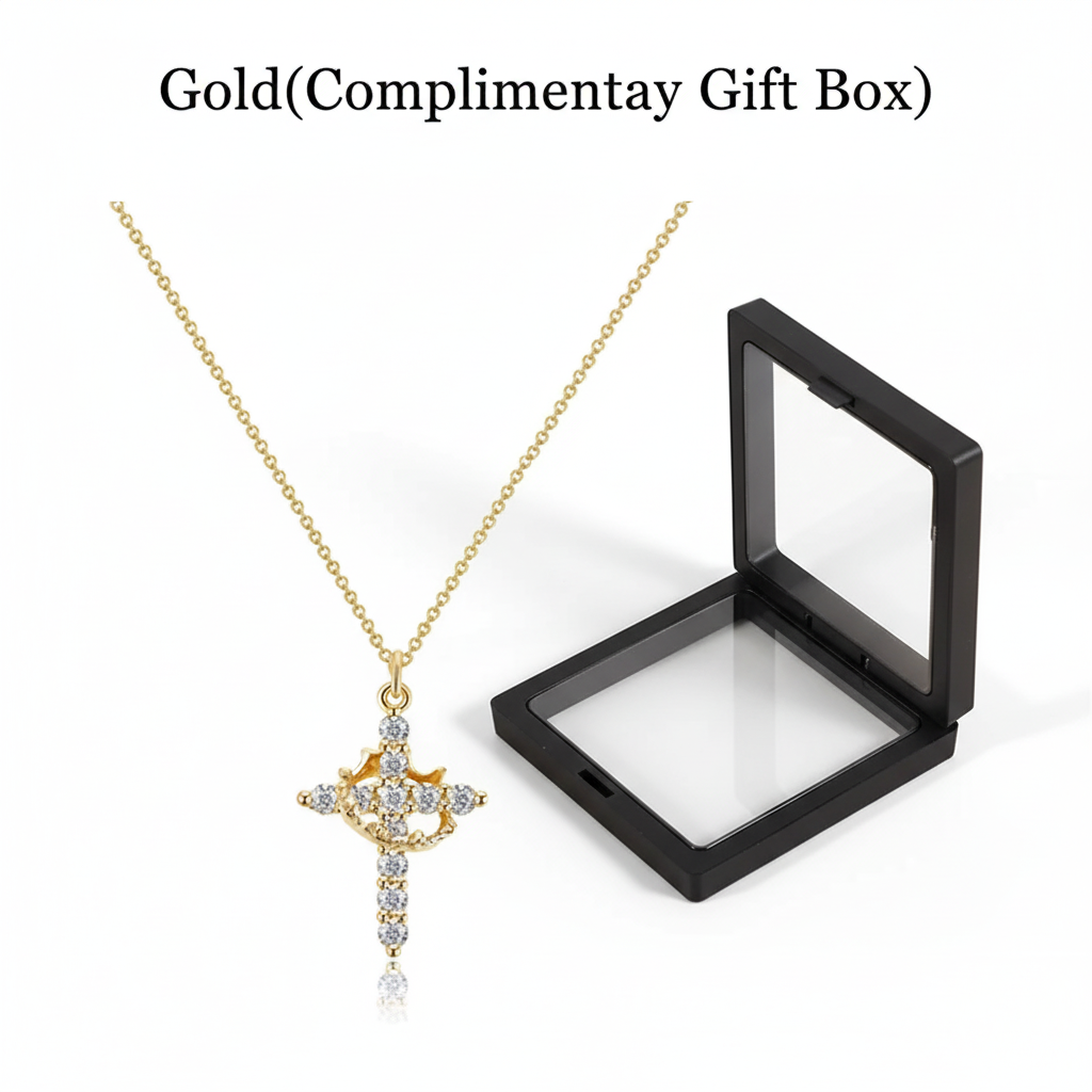 🎁2025 New Crown with Cross Pendant Necklace