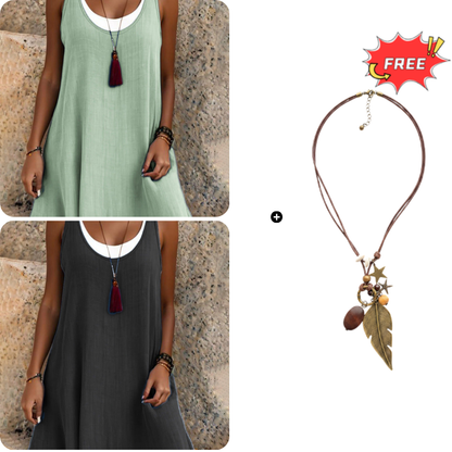 Women's Sleeveless Fake 2-Piece Dress