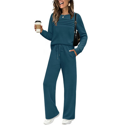 ⏳Limited-time 60% off⏰Women's Crew Neck Top & Drawstring Pants Set👚👖
