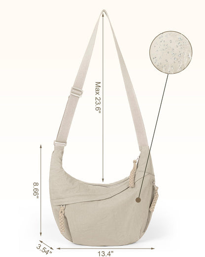 🔥Designer Direct Sales👜Women's Fashion Plain Color Nylon Crossbody Hobo Bag