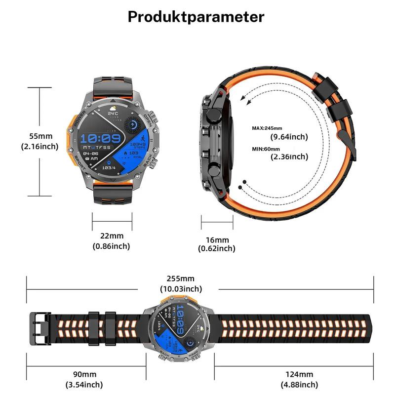 🔥⌚1.52" HD smartwatch for men – Phone calls and music control – Multiple sports modes – IP68 waterproof – Long battery life – Fitness watch for Android and iPhone✨