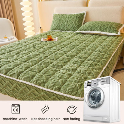 🛏️ 50% OFF! 🎁 WARM FITTED BED SHEET - Brushed Flannel & Deep Pocket (Up to 40cm), Non-Slip Corners for All-Season Comfort❄️🛌