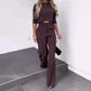 ⏳Time-Limited Special⏰Women's Elegant Crop Top & Wide-Leg Pants Set👖