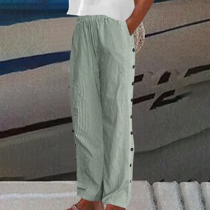 👖 -50% OFF SPRING SALE! ✨ Comfy Blue Striped Pants with Pockets: Breathable, Stylish & Perfect for Summer 🌿