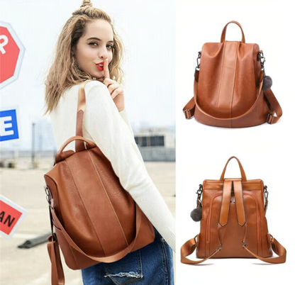 Limited Edition Leather Anti-Theft Backpack for Women – Stylish & Secure