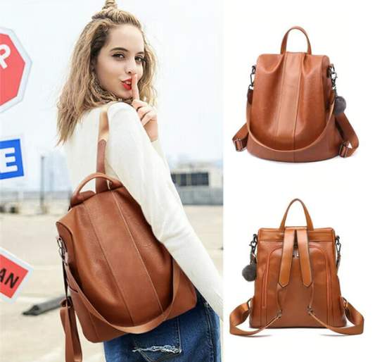 Limited Edition Leather Anti-Theft Backpack for Women – Stylish & Secure