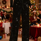 🎄🎁Christmas Sale 50% OFF🥰Women's Sequin Sparkle Wide Leg Pants with Elastic Waistband