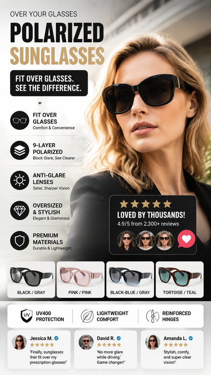 🔥 50% OFF · Large Sunglasses to Wear Over Glasses for Women ✨