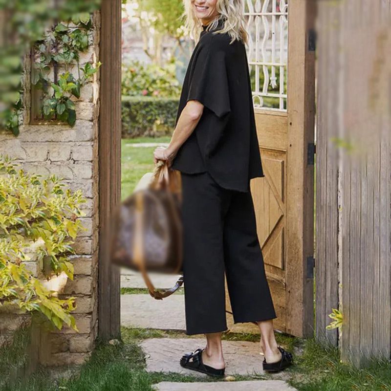 Set wijde broek met 3/4 mouwen voor vrouwen