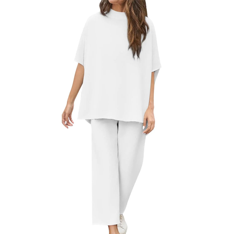 Set wijde broek met 3/4 mouwen voor vrouwen