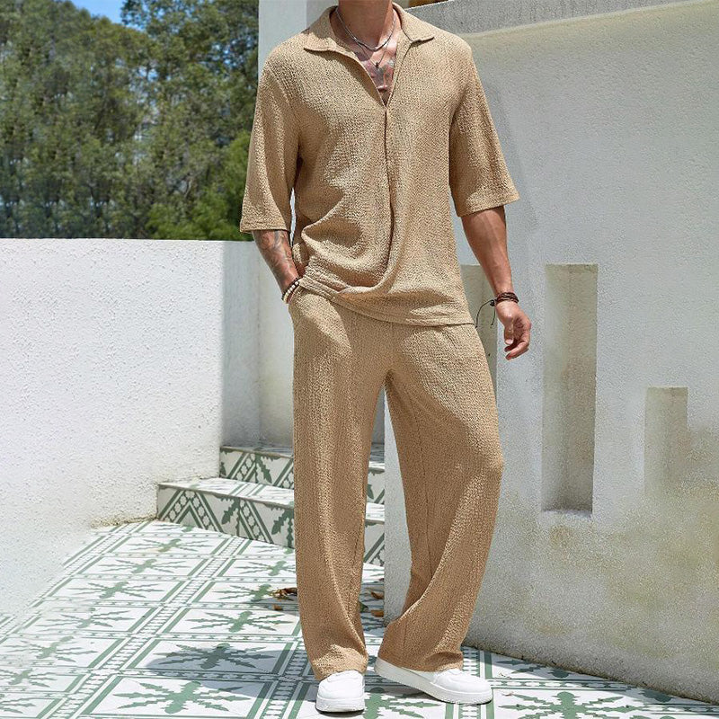 🔥New Arrival 50%OFF💥Men's 2 Piece Set - Short Sleeve V-Neck Top and Pants