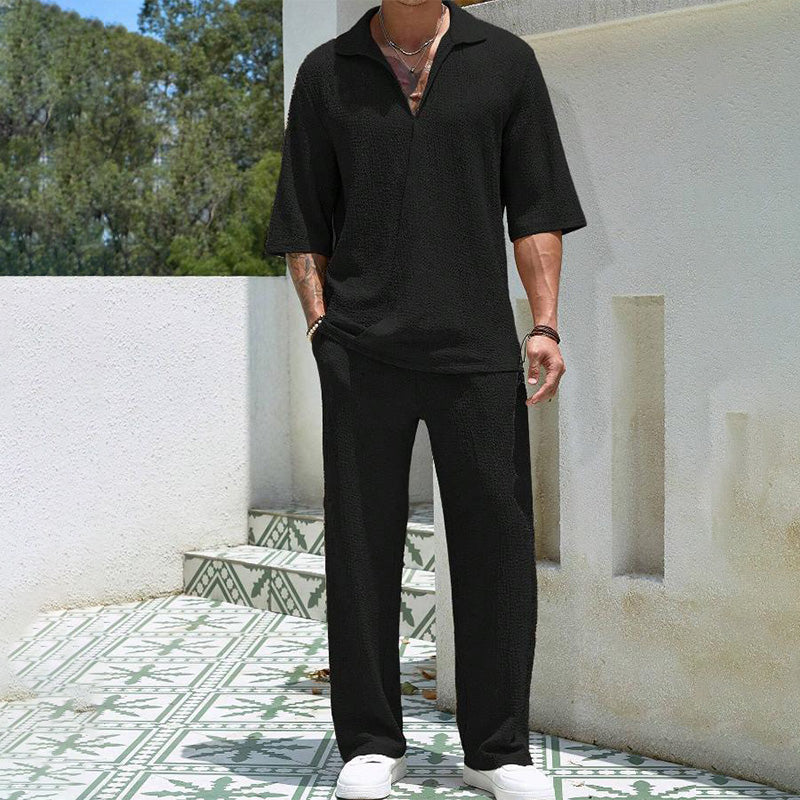 🔥New Arrival 50%OFF💥Men's 2 Piece Set - Short Sleeve V-Neck Top and Pants