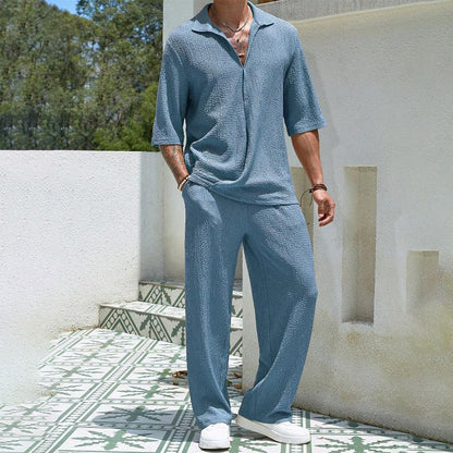 🔥New Arrival 50%OFF💥Men's 2 Piece Set - Short Sleeve V-Neck Top and Pants