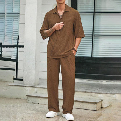🔥New Arrival 50%OFF💥Men's 2 Piece Set - Short Sleeve V-Neck Top and Pants