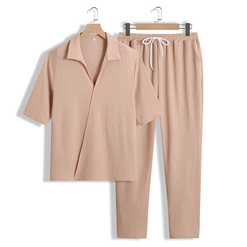 🔥New Arrival 50%OFF💥Men's 2 Piece Set - Short Sleeve V-Neck Top and Pants