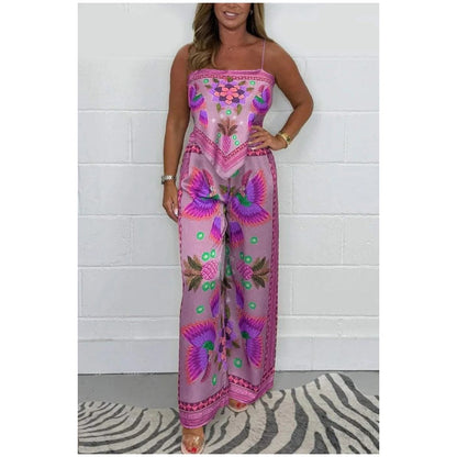 🌸NEW HOT SALE🔥Women's Spaghetti Strap Printed Top & Loose Pants 2-Piece Set
