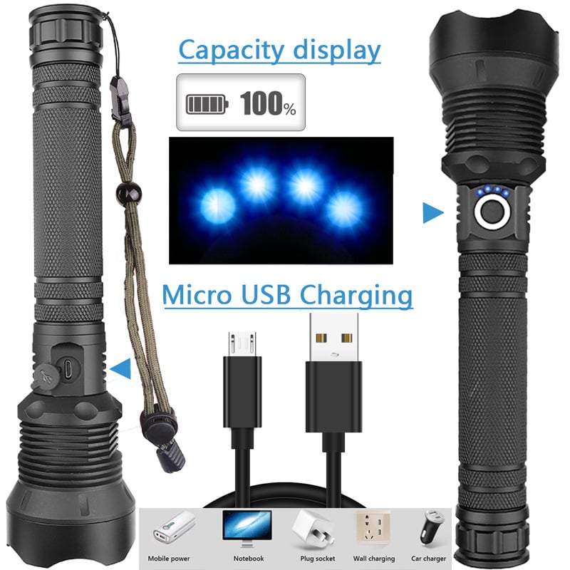 🔦20000 Lumen Flashlight-Extreme Beam & Power Bank Function⚡