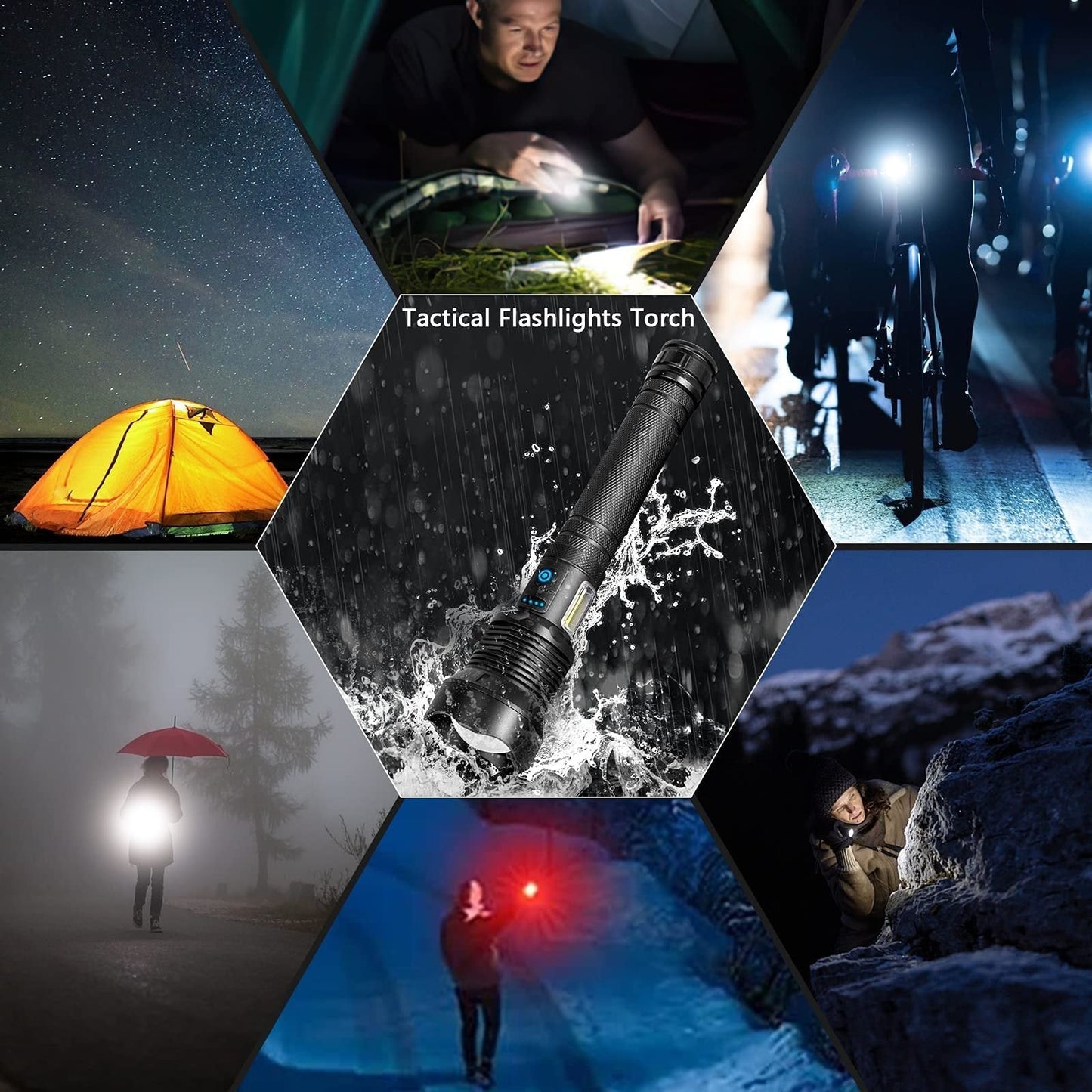 🔦20000 Lumen Flashlight-Extreme Beam & Power Bank Function⚡