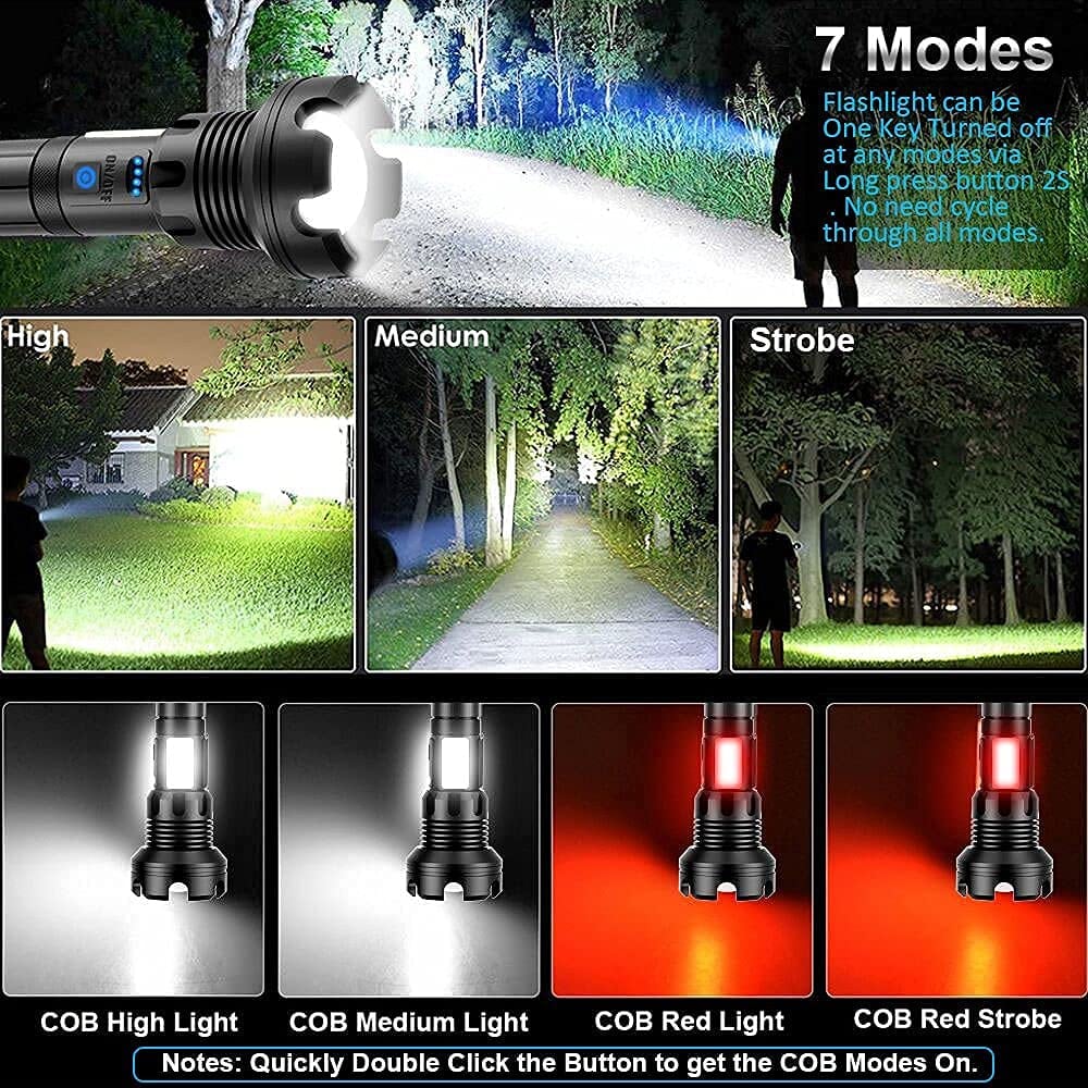 🔦20000 Lumen Flashlight-Extreme Beam & Power Bank Function⚡
