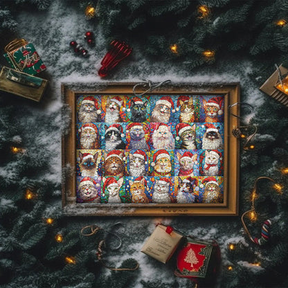 🎁Happy Christmas Cats Advent Calendar Jigsaw Puzzle 1000 Pieces