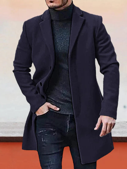 👔 Men's Classic Single Row Buckle Solid Color Jacket - Timeless Daily Essential