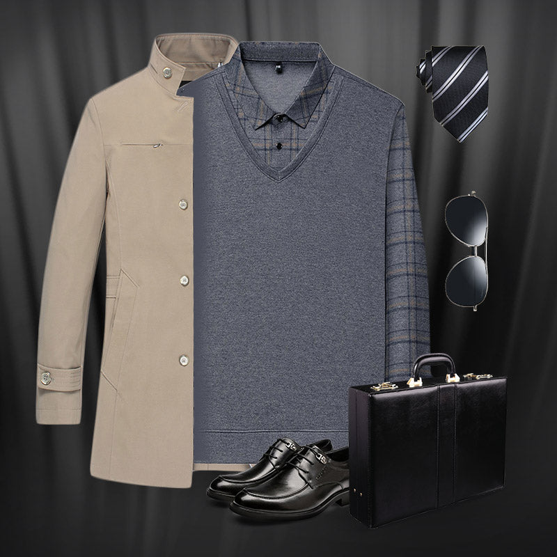 🔥Big Sale 50% OFF🔥Men's Faux Two-Piece Long Sleeve Top