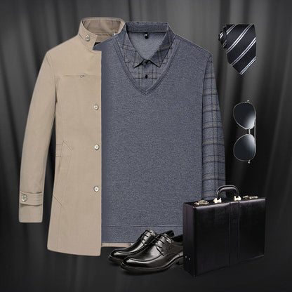 🔥Big Sale 50% OFF🔥Men's Faux Two-Piece Long Sleeve Top