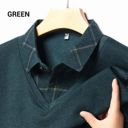 🔥Big Sale 50% OFF🔥Men's Faux Two-Piece Long Sleeve Top
