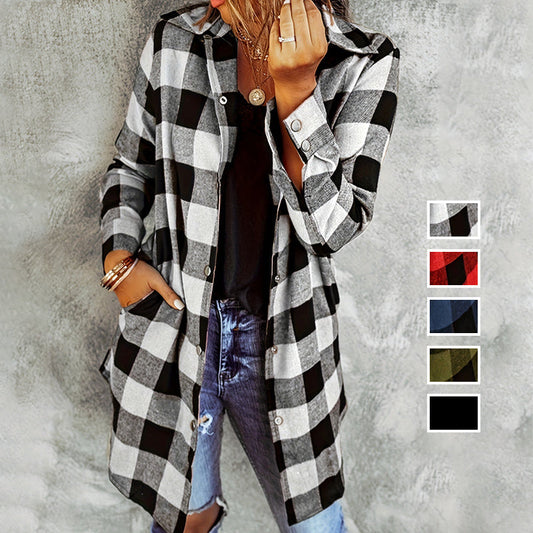 🔥New Hot Selling🔥Women’s Plaid Longline Shirt Jacket