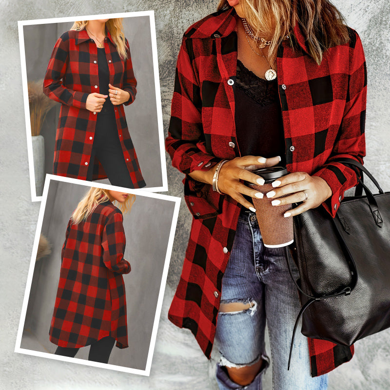 🔥New Hot Selling🔥Women’s Plaid Longline Shirt Jacket