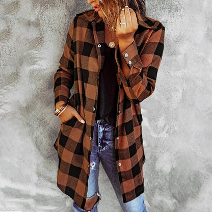 🔥New Hot Selling🔥Women’s Plaid Longline Shirt Jacket