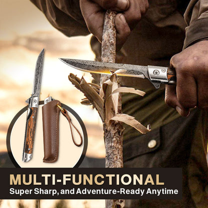 New Year Hot Sale 50% OFF🗡️Folding knife with wooden handle for work, hiking & camping⛺Buy 1 Get 1 Free