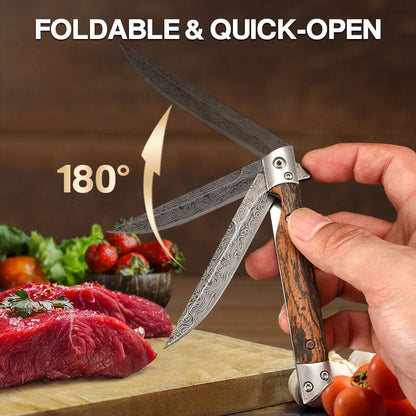 New Year Hot Sale 50% OFF🗡️Folding knife with wooden handle for work, hiking & camping⛺Buy 1 Get 1 Free