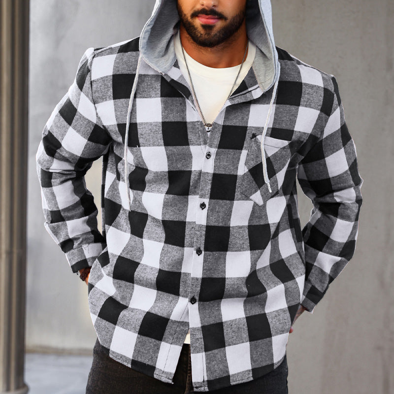 🔥2025 Hot Sale - 50% OFF🔥 Men's Versatile Hooded Plaid Flannel Shirt