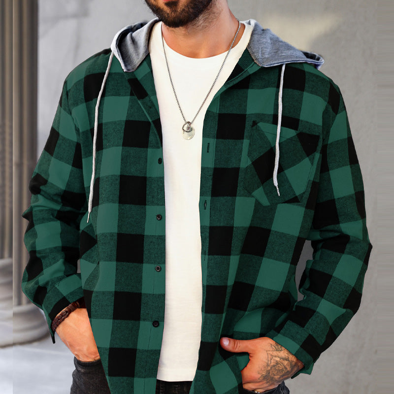 🔥2025 Hot Sale - 50% OFF🔥 Men's Versatile Hooded Plaid Flannel Shirt