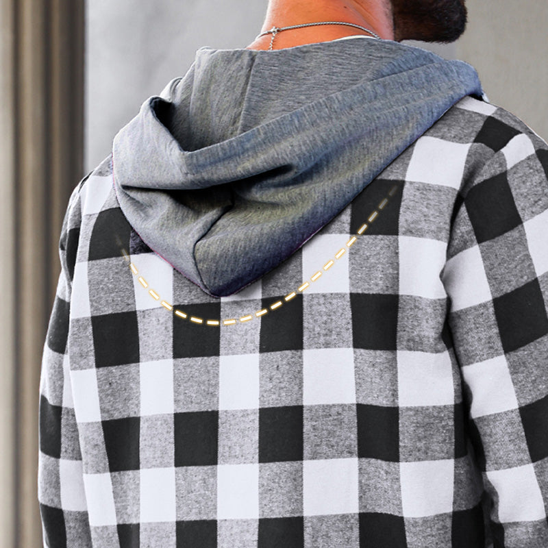🔥2025 Hot Sale - 50% OFF🔥 Men's Versatile Hooded Plaid Flannel Shirt