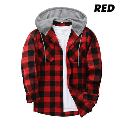 🔥2025 Hot Sale - 50% OFF🔥 Men's Versatile Hooded Plaid Flannel Shirt