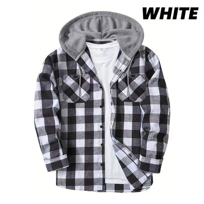 🔥2025 Hot Sale - 50% OFF🔥 Men's Versatile Hooded Plaid Flannel Shirt