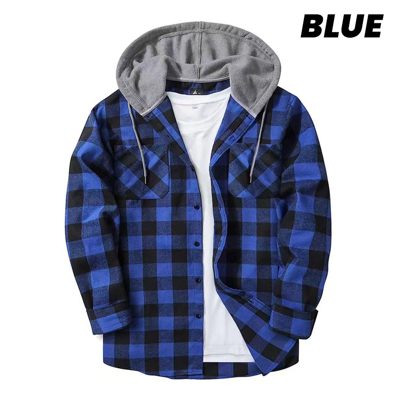 🔥2025 Hot Sale - 50% OFF🔥 Men's Versatile Hooded Plaid Flannel Shirt