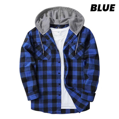 🔥2025 Hot Sale - 50% OFF🔥 Men's Versatile Hooded Plaid Flannel Shirt