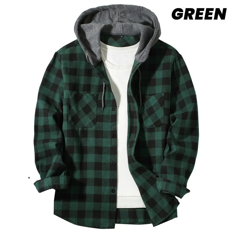 🔥2025 Hot Sale - 50% OFF🔥 Men's Versatile Hooded Plaid Flannel Shirt