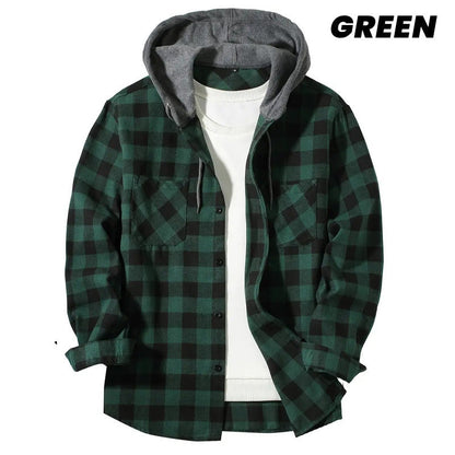 🔥2025 Hot Sale - 50% OFF🔥 Men's Versatile Hooded Plaid Flannel Shirt