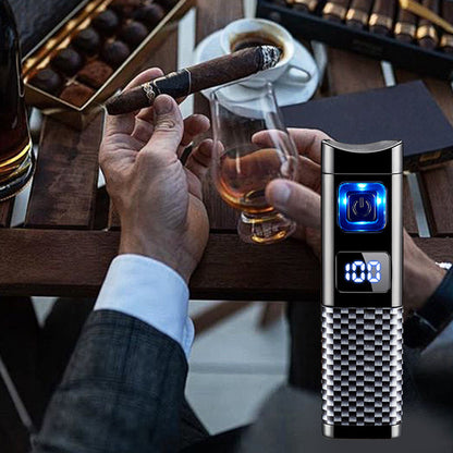 📢📢50 % OFF !!⏰Rechargeable & Refillable Cigar Torch Lighter with LED Display