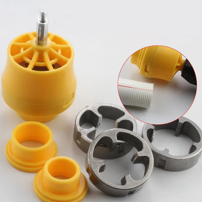 🔥Hot Sale🛠️Electric Drill Compatible PVC Pipe Threader Kit with Various Die Sizes