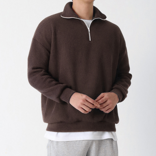 🔥Hot Sale 49% OFF🎁Men's Ribbed Half-Zip Pullover Sweater