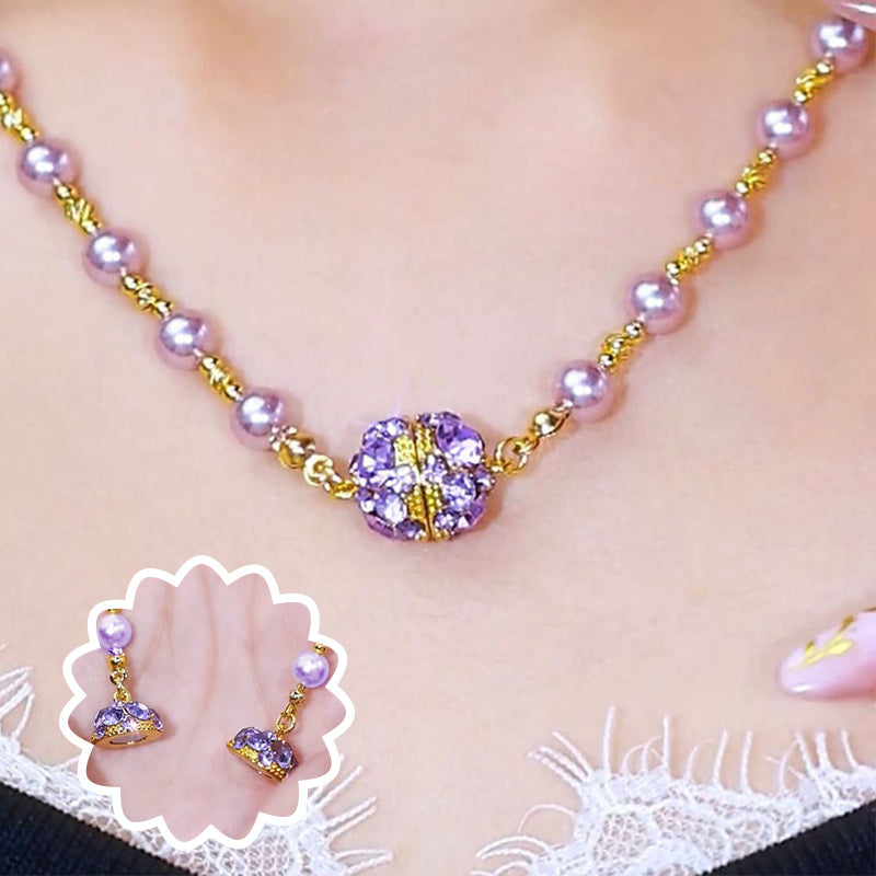 🔥Hot Sale 49% OFF🎁Elegant Imitation Pearl Necklace with Sparkling Magnetic Rhinestone Ball