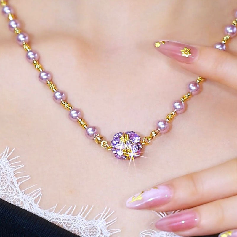 🔥Hot Sale 49% OFF🎁Elegant Imitation Pearl Necklace with Sparkling Magnetic Rhinestone Ball