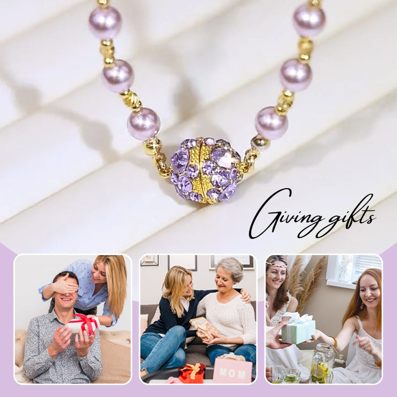 🔥Hot Sale 49% OFF🎁Elegant Imitation Pearl Necklace with Sparkling Magnetic Rhinestone Ball