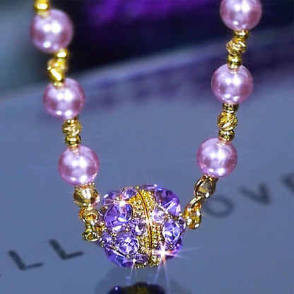🔥Hot Sale 49% OFF🎁Elegant Imitation Pearl Necklace with Sparkling Magnetic Rhinestone Ball